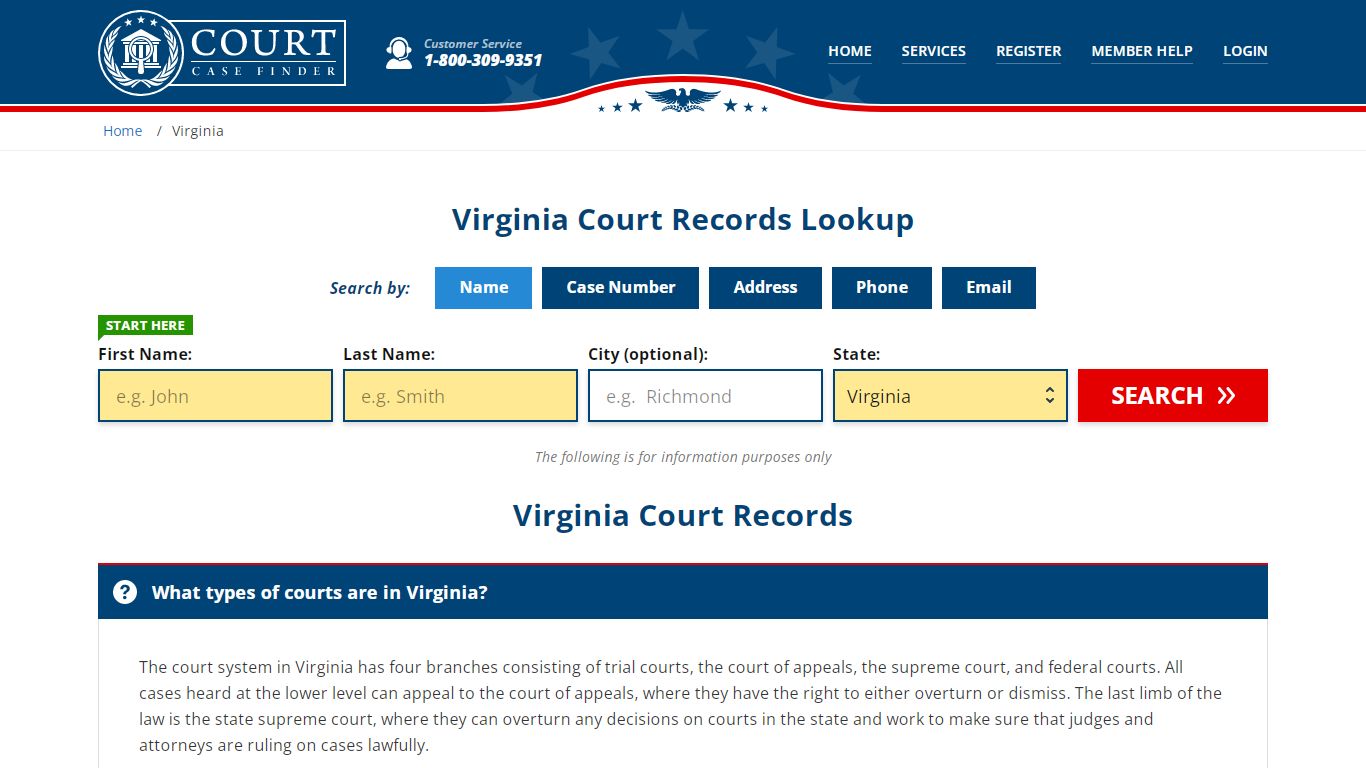 Virginia Court Records Lookup - VA Court Case Search